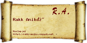 Rakk Anikó névjegykártya